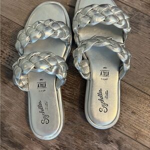 Seychelles Silver Braided Slide Sandals